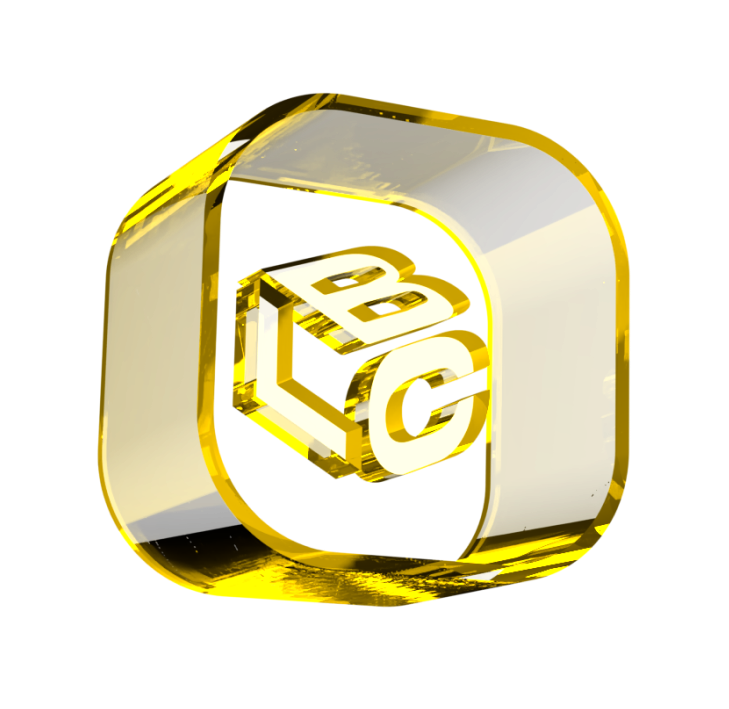 Logo do LCbank com letras B, L e C em dourado